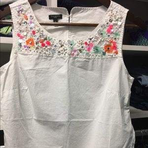 Talbots bejeweled white blouse